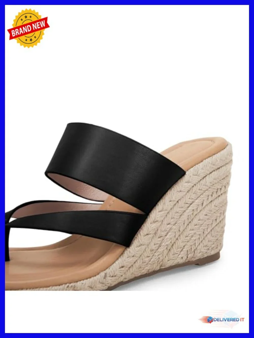 Espadrille Wedge Sandals Platform Thong Leather Strap Slides